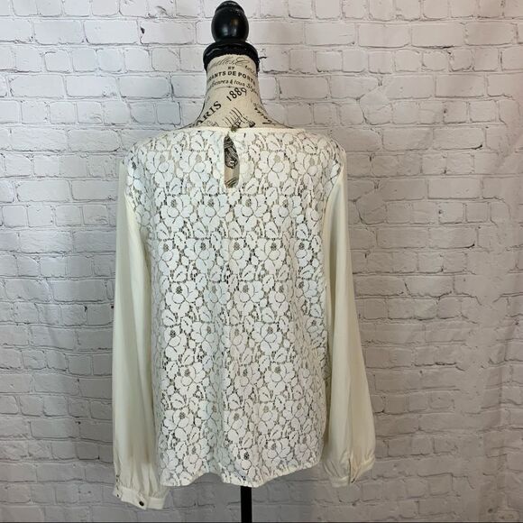 Banana Republic Ivory Blouse lace size extra large - Picture 6 of 11